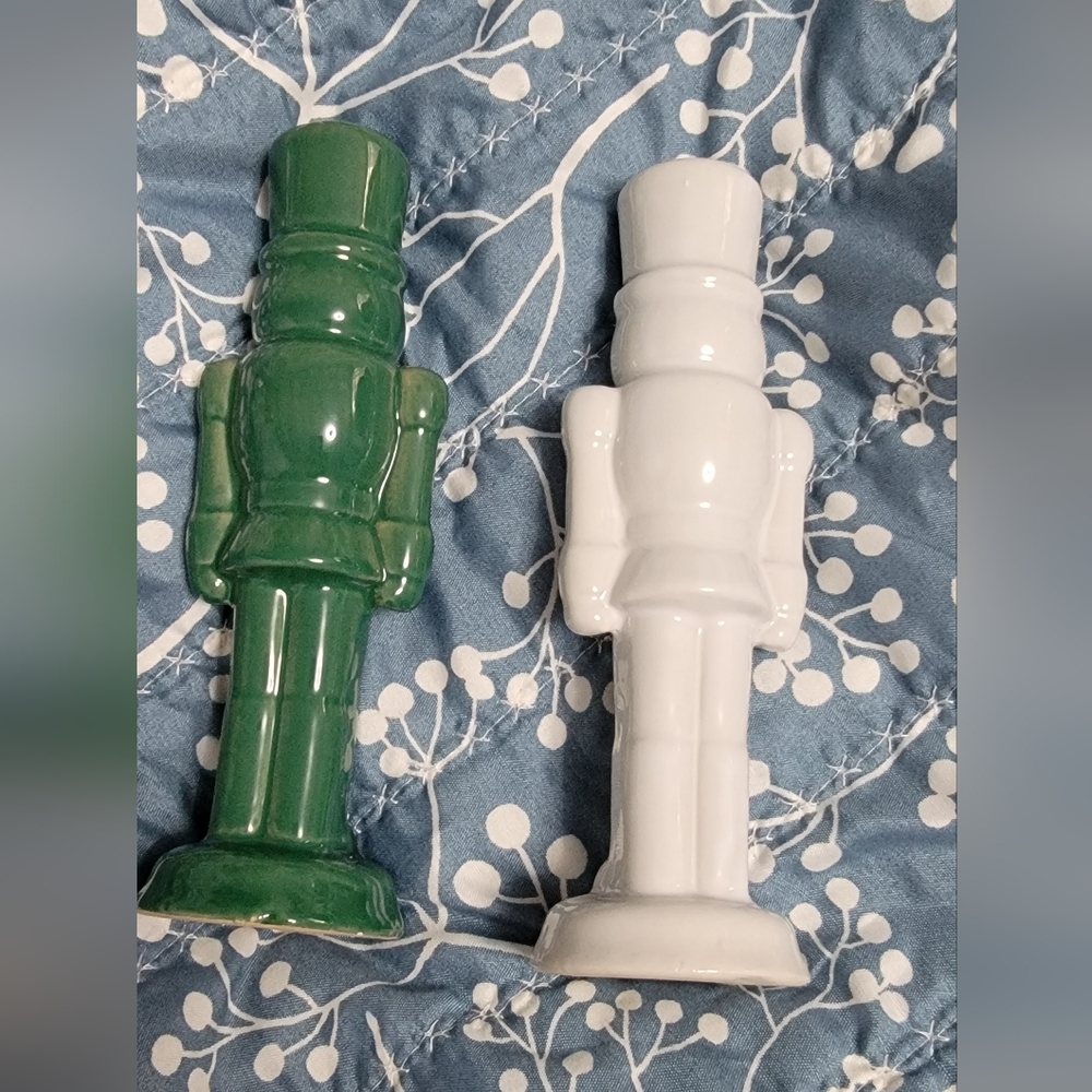 Green and White Nutcracker Figurines - Picture 2 of 5